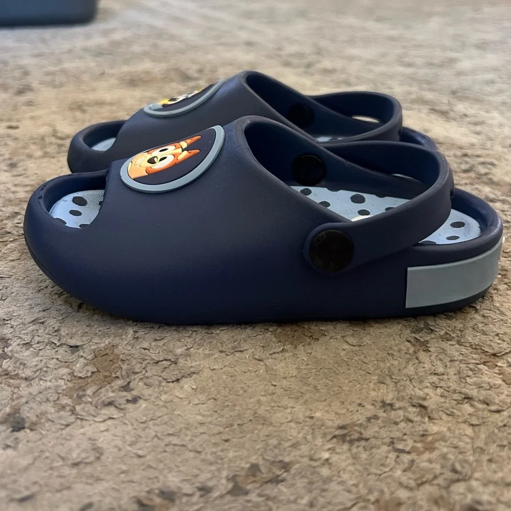 Disney Blue Navy Kids Slide Sandals with Bluey Character